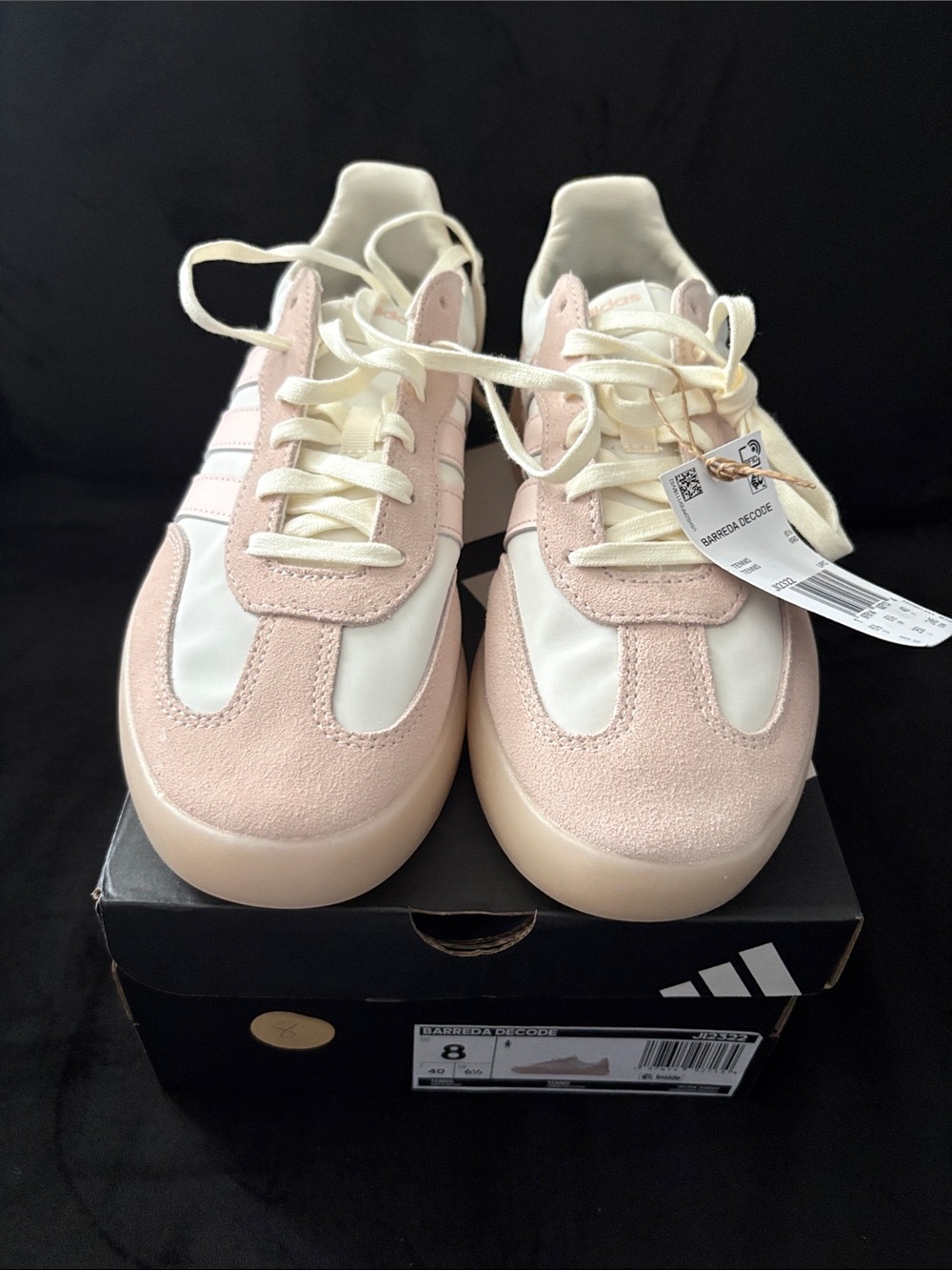 adidas Women’s Pale Pink and White Retro Sneaker